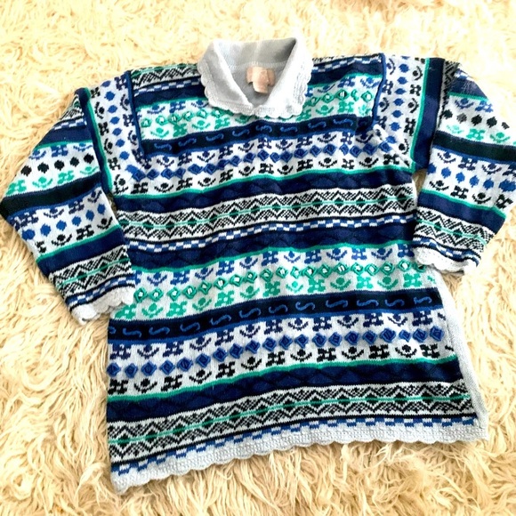 Jimmy Garcia | Vintage Knit Sweater Large Gray Blue Green Oversized - Picture 4 of 16